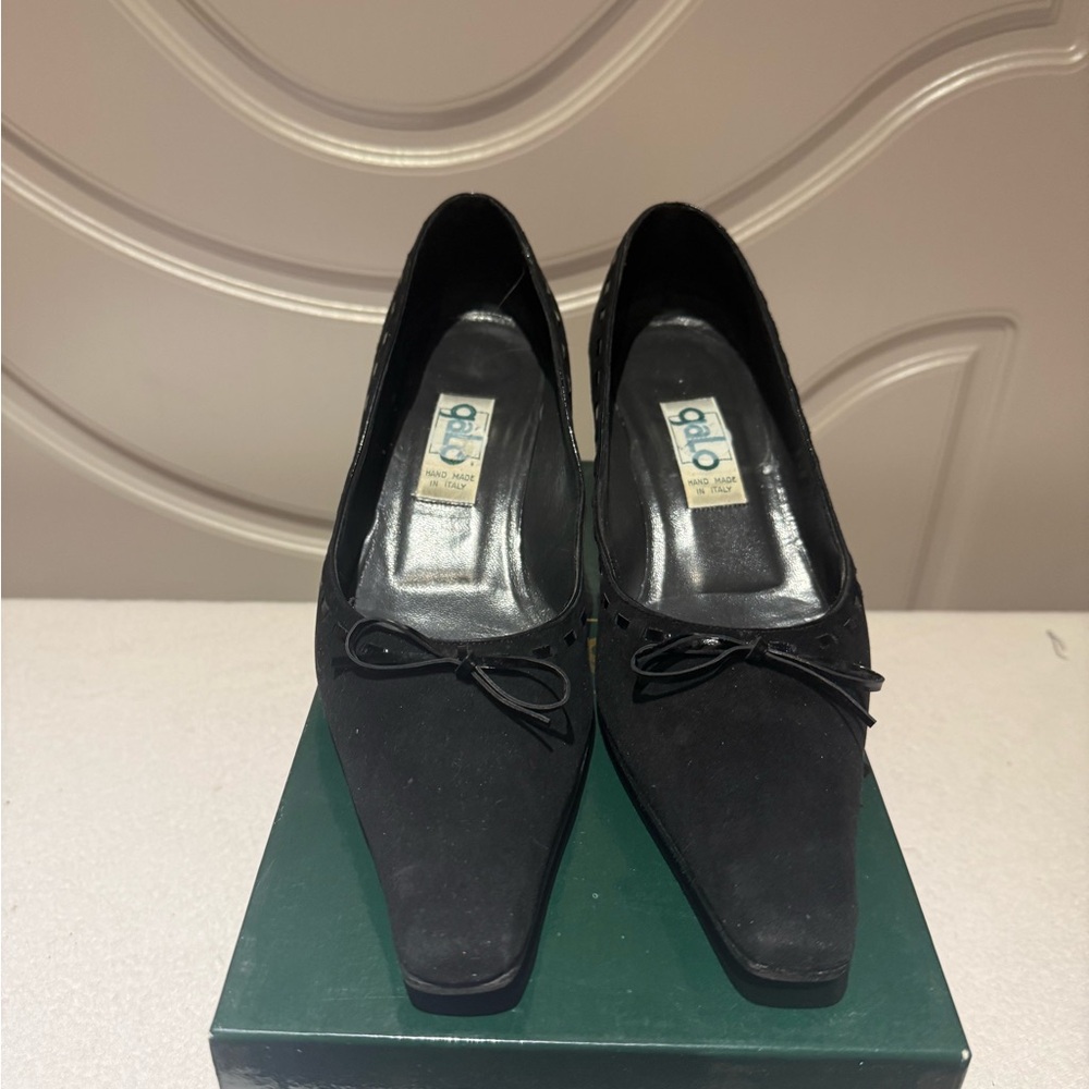 Black Suede with Patent Leather Bow details Women's Shoes